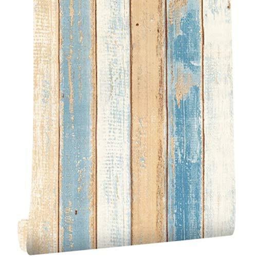 Papel Pintado de Madera Papel Pintado Autoadhesivo Papel Pintado a Rayas de Madera y Palo Papel de Contacto Papel Pintado removible para Puerta de la Cocina Habitación del gabinete 45 * 200 cm