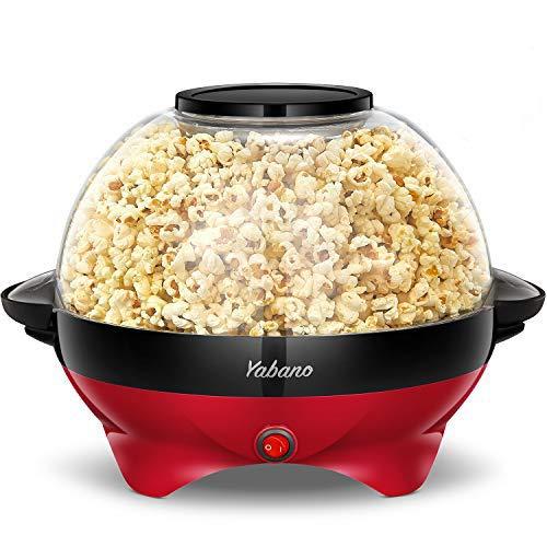 Yabano Palomitero, 800W Máquina de Palomitas, Superficie de Calentamiento Extraíble, Antiadherente, 5 Litros, Tapa Grande para Servir y Almacenamiento Cómodo,sin BPA