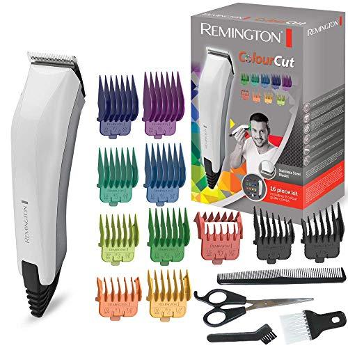 Remington HC5035 ColourCut - Máquina de Cortar pelo con cable, 16 Accesorios, Acero Inoxidable, Blanco y Gris