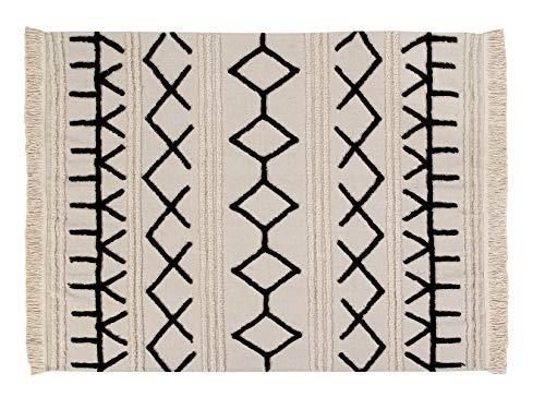 Lorena Canals Alfombra Lavable Bereber Canvas Algodón Natural - Beige , Negro - 200x140 cm