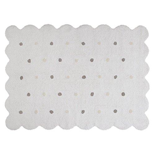 Lorena Canals Alfombra Infantil Lavable, Modelo Galleta, 120 x 160 cm, Blanca