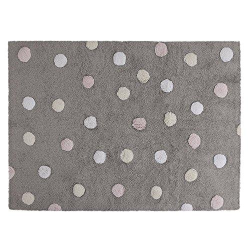 Lorena Canals Topos - Alfombra Lavable Tricolor (Gris/Rosa)