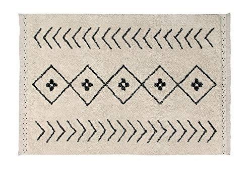 Lorena Canals Alfombra Lavable Bereber Rhombs Algodón Natural - Beige , Negro - 170x120 cm