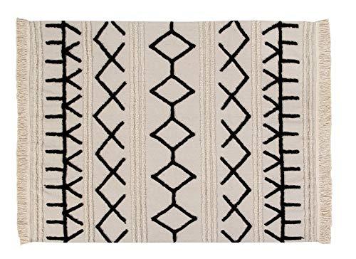 Lorena Canals Alfombra Lavable Bereber Canvas Algodón Natural - Beige , Negro - 160x120 cm