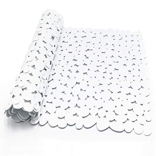 Alfombra Bañera Antideslizante con Ventosa Resistentes al Moho Lavables a Máquina Infantiles Alfombrillas para Bañera 88 x 40 cm (Blanco)