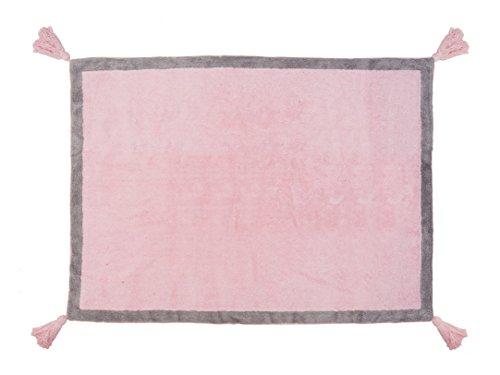 Aratextil. Alfombra Infantil 100% Algodón lavable en lavadora Colección Duo Rosa_Gris 120x160 cms