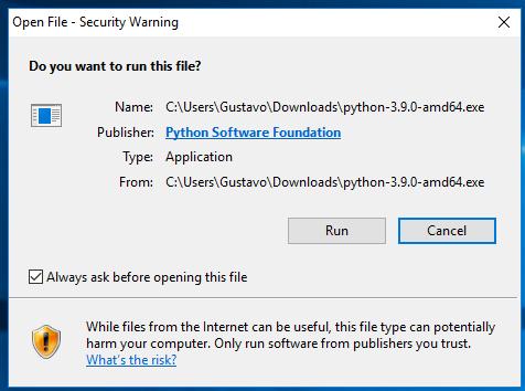 Ejecutar instalador de Python