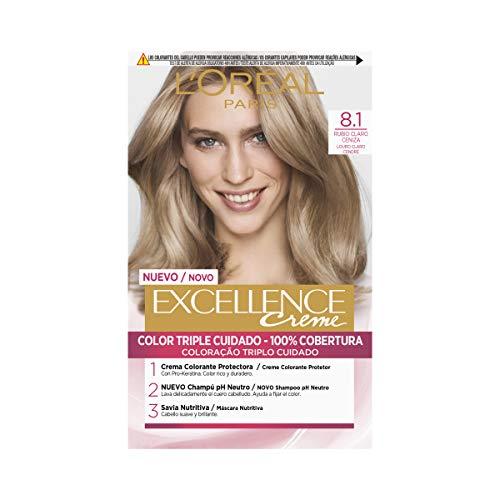 LOreal Paris Excellence Creme Tinte Permanente Tono 8.1 Rubio Claro Ceniza