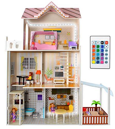 KRUZZEL Casa de muñecas de Madera Accesorios 30/103/120cm Grande 9152