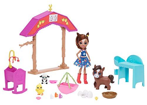 Enchantimals Muñeca Haydie Horse y su caballo Trotter en la Granja, incluye accesorios y animalitos (Mattel GJX23)