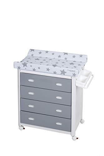 Plastimyr 5970077, Bañera con Cajones y Cambiador, de 0 a 12 meses, Blanco/Gris, 82 × 53 × 107 cm