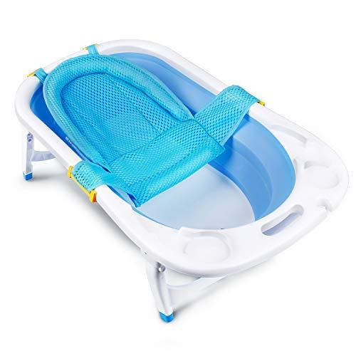 CRZDEAL Bañera Plegable para Bebé con Cojín Bañera de Bebé Bañera Infantil Plegable 82×51×21cm