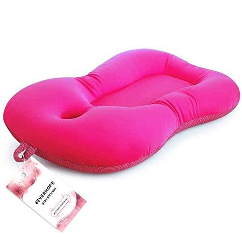 Bebé bañera almohada, 4EVERHOPE flotante antideslizante bañera cojín suave asiento bañera apoyo para recién nacidos 0-6 meses(Rosado)