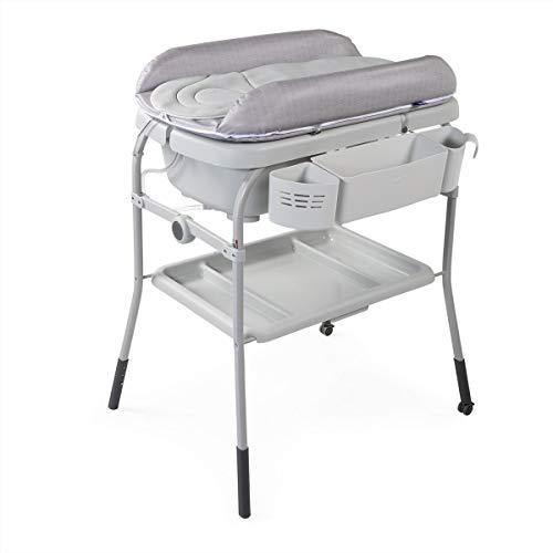 Chicco Cuddle&Bubble - Bañera y cambiador 2 en 1, plegable y compacta, peso 10 kg, color gris (Happy Silver)