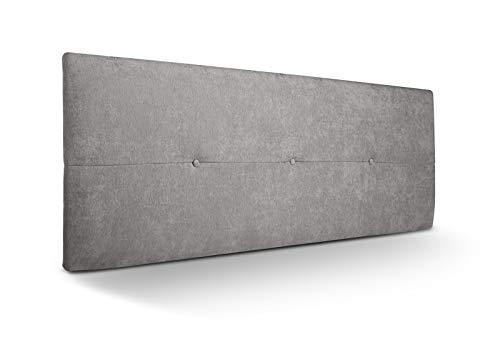 SUENOSZZZ - Cabecero de Madera Jazmin, tapizado Acolchado, en Tela Rio2 Color Gris Cabeceros Madera para Dormitorio | Cama Matrimonio | Cama Juvenil | Camas de 135 cm, 140 cm, 150 cm, 160 cm
