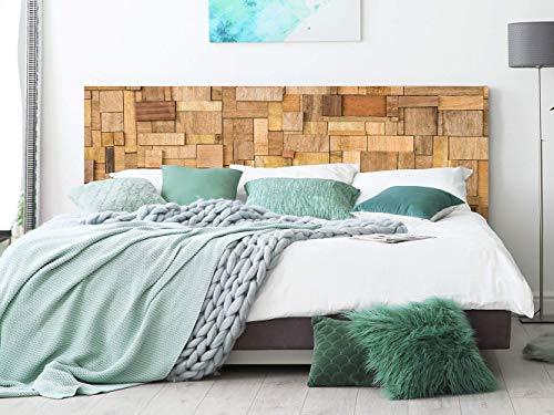 Cabecero Cama PVC Rectángulos de Madera 135x60cm | Disponible en Varias Medidas | Cabecero Ligero, Elegante, Resistente y Económico