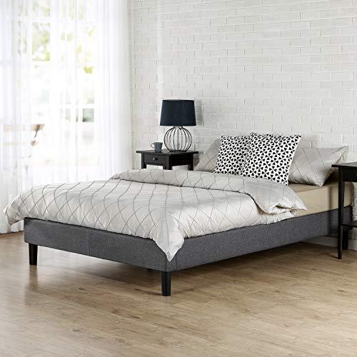 Zinus Bastidor para cama de plataforma tapizado esencial Curtis, Sin necesidad de usar un somier, Sólido soporte de listones de madera, Fácil montaje, Sin cabecero, 135 x 190 cm