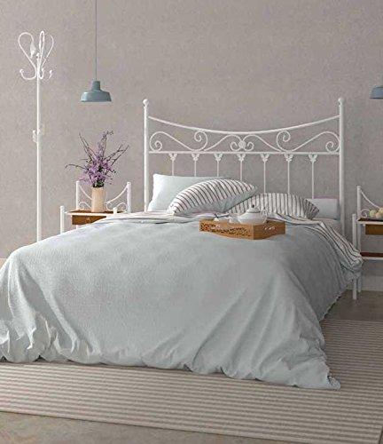 Hogares con Estilo Cabecero de forja Nacional Modelo Coín, Color Blanco para Cama de 135 cms Medidas Disponibles.