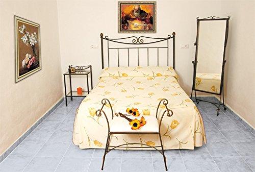 Hogares con Estilo - Cabecero de forja Nacional Modelo Aljarafe, Color Negro para Cama de 135 cms, Medidas Disponibles