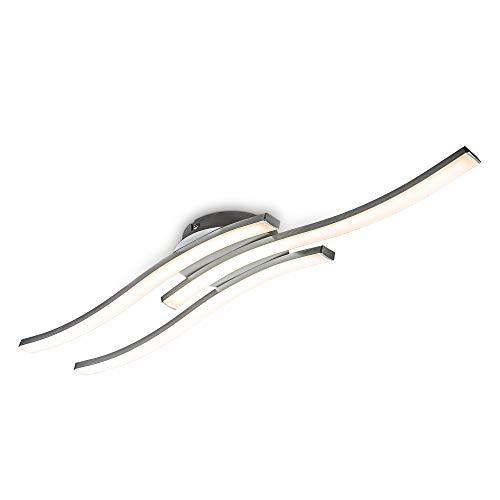 B.K.Licht I Lámpara de techo LED I Lámpara de techo I 3 llamas I 3.000K blanco cálido I 6 Watt I 3x480 lumen I óptica de aluminio I blanco acrílico I I forma de onda I curvas I longitud: 565mm