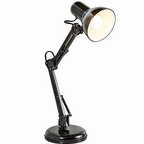 B.K.Licht - Lámpara de escritorio tipo arquitecto, flexo LED halógena, máximo 40W y 230V, con brazo articulado giratorio, diseño vintage retro, color negro
