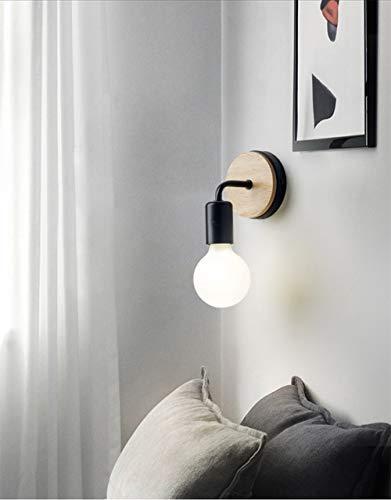 XIHOME Minimalista Roble Decoración de madera Pared Negro Encendido arriba/abajo Lámpara decorativa para interiores Bajador, País rústico Aplique de pared Adaptador Cálidas lámparas E27 Max 60W