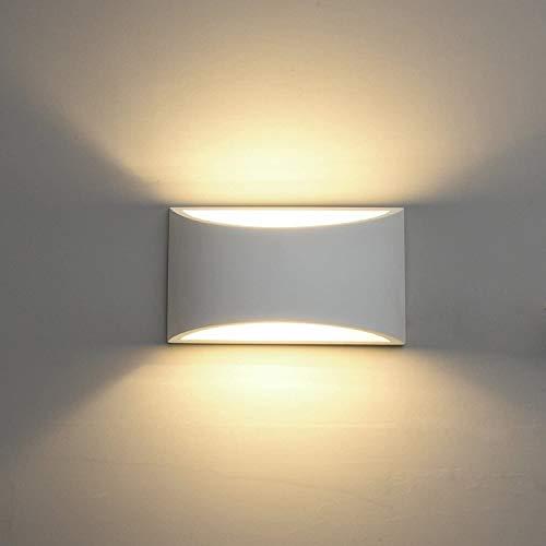 DECKEY Lámpara de Pared de Cerámica, Iluminación Decorativa en Yeso Luz de Pared LED Arriba Abajo, Efecto de Luz Interior para Dormitorio, Salón y habitación