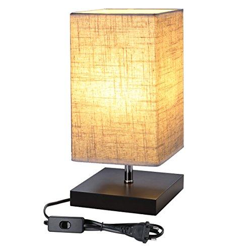 LE Lámpara de Mesa, LED Luz Mesita de Noche, E27, Pantalla de Tela, Lámpara Escritorio Diseño Clasico Vintage para Dormitorio, Estudio, Salon etc