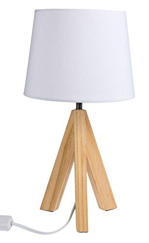 Out of the Blue 571285, lámpara de mesa con pies de madera modelo 1, aprox. 36 cm, madera, color blanco, 20 x 20 x 36 cm