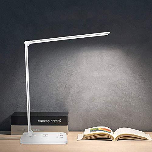 Lámpara de escritorio LED con puerto USB de carga inalámbrica Lámpara de mesa con función de protección ocular Control táctil 5 modos de iluminación para estudio, lectura, dormitorio
