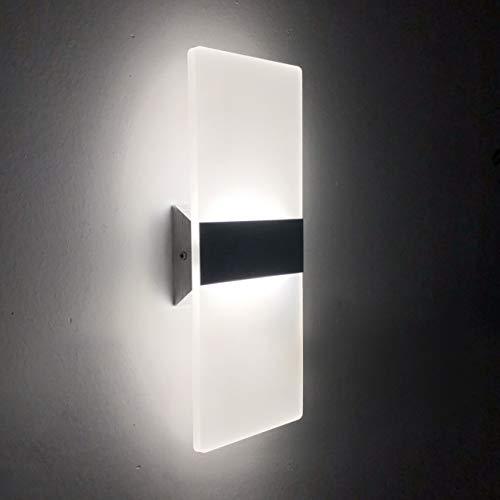 Lámpara de Pared LED 12W, Interior Apliques de Pared Moderna Acrílico, Iluminación Interior para Decoració para Dormitorio Salón y habitación, Blanco Frío