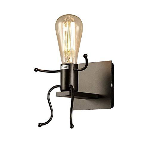 ALLOMN Aplique de pared Vintage, Dormitorio Lámpara de Noche Lámpara Retro Industrial Decoración Moderna Linterna de Metal Decoración Aplique de Pared E27 Base (Bombillas no Incluidas) (Simple)