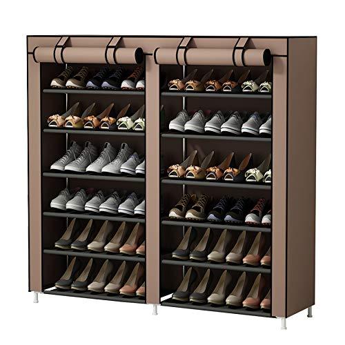 UDEAR Zapateros Organizador de Tela, 7 Pisos con Resistente al Polvo Marrón 120 x 30 x 110 cm