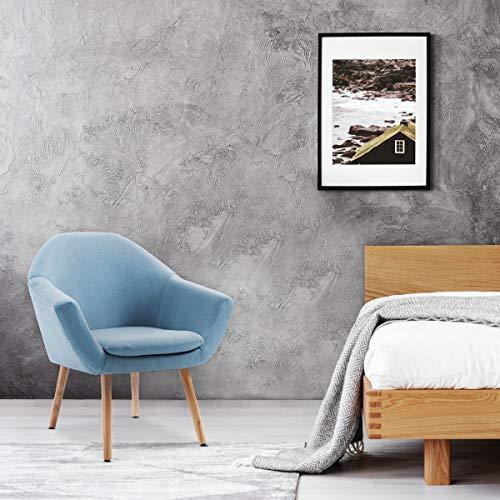 Mc Haus NAVIAN - Sillón Nórdico Escandinavo de color Azul, butaca comedor salón dormitorio, sillón acolchado con Reposabrazos y patas de madera 47x74x76cm