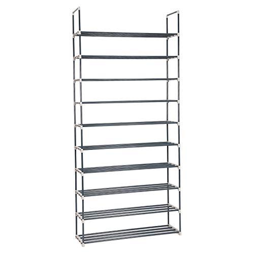 SONGMICS DIY Zapatero de 10 Niveles Estantería con Capacidad máx. de 50 Pares de Zapatos Color Gris LSA10G