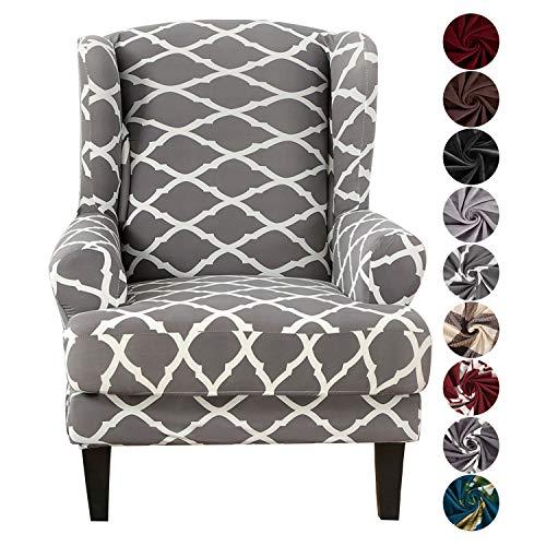 SHANNA Funda De Sillón, Funda Sillon Orejero Fundas Sillon Relax Funda de Sofa Elastica 1 Plaza Spandex 2 Piezas - Gris Geométrico
