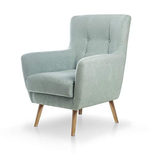 SUENOSZZZ-ESPECIALISTAS DEL DESCANSO Butaca nórdica Izan de una Plaza, sillón tapizado en Tela Antimanchas Color Verde Agua