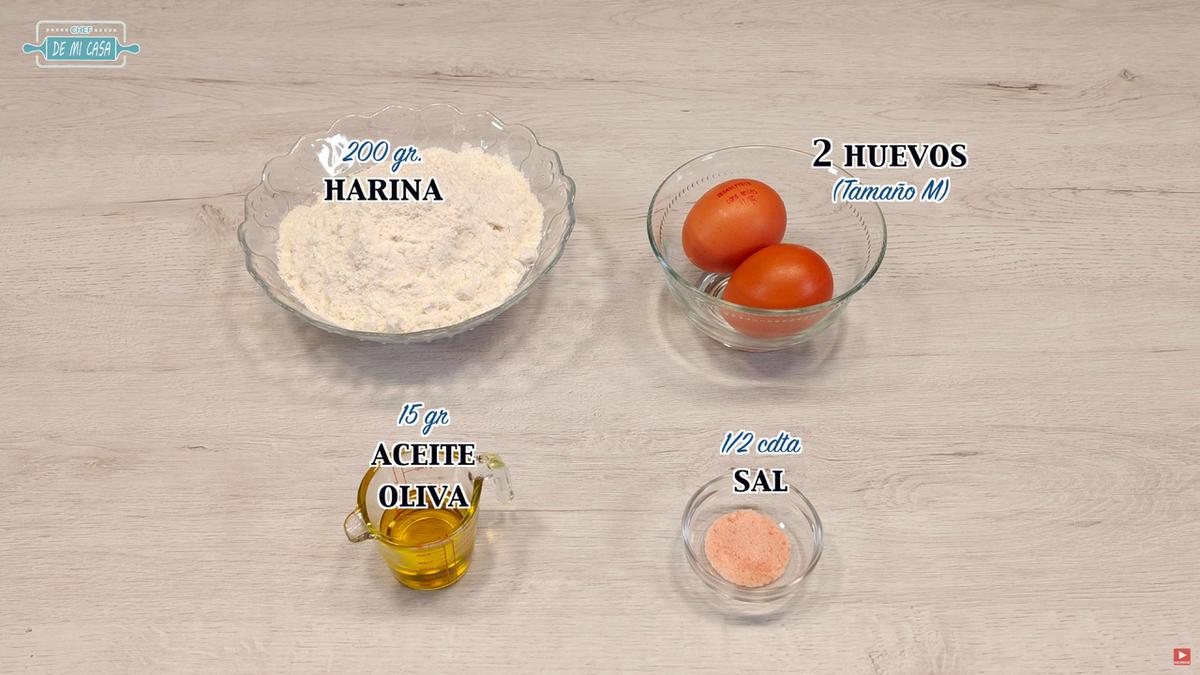 Ingredientes Pasta Fresca Casera