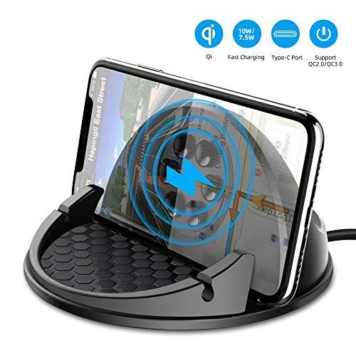 Beeasy Cargador Inalámbrico Coche Carga Rápida,Qi Cargador Rápido Wireless Car Charger Soporte Móvil,10W para Samsung S10/S10e/S10+/S9/S8/S8+/Note 8,7.5W iPhone 11Pro MAX/XS/XS Max/XR/X/8/8 Plus