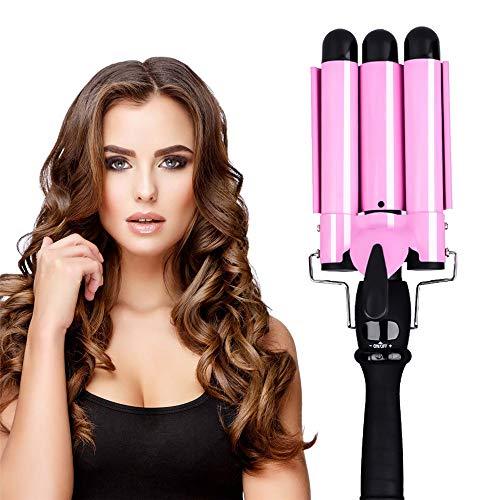 Pinzas rizadoras, Rizador de Pelo Para Cabello Profesional, Iron Wave Curler Multifunción Temperatura Ajustable para rizar y ondas un efecto onduladoRosa 25mm