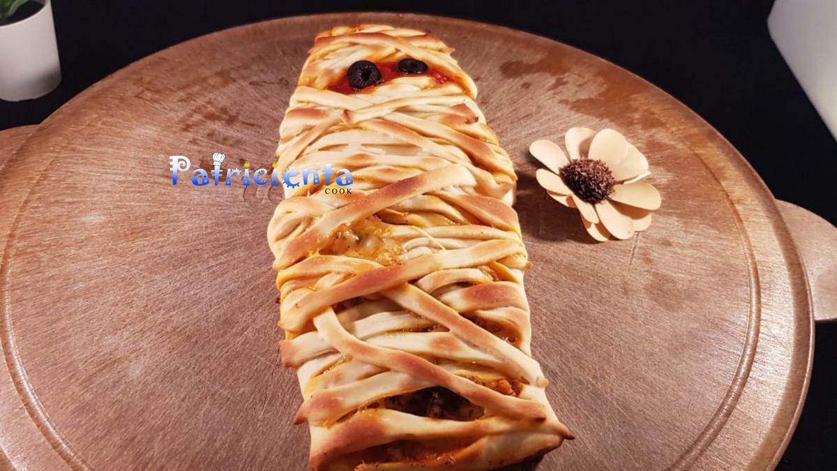 Pizza momia para halloween