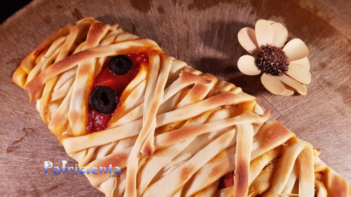 Pizza momia para halloween