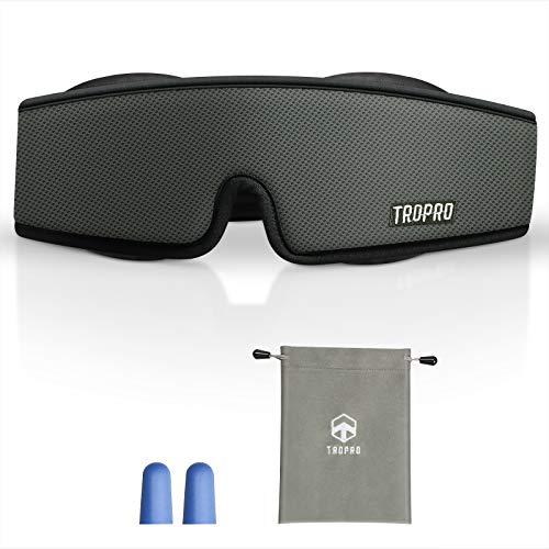 Antifaz para Dormir, Tropro Máscara de ojos Ajustable 3D, Diseño Avanzado de ala de nariz, 100% Oscuridad Absoluta, Espuma Viscoelástica de Rebote Transpirable, Velcro Suave de alta Calidad