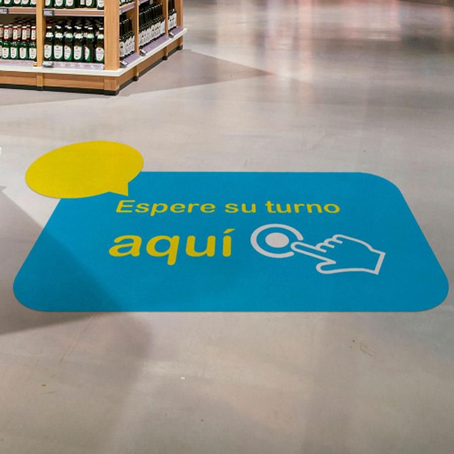 señalizacion con vinilo covid protocolo bioseguridad piso distanciamiento social