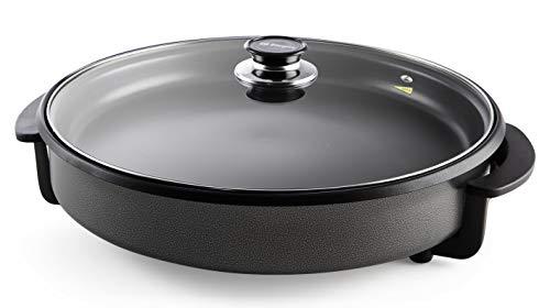 Orbegozo PZ 6636 - Sartén eléctrica para pizza con Tapa de Cristal, Revestimiento Antiadherente, Termostato Regulable, 36 cm Diámetro, 1500 W