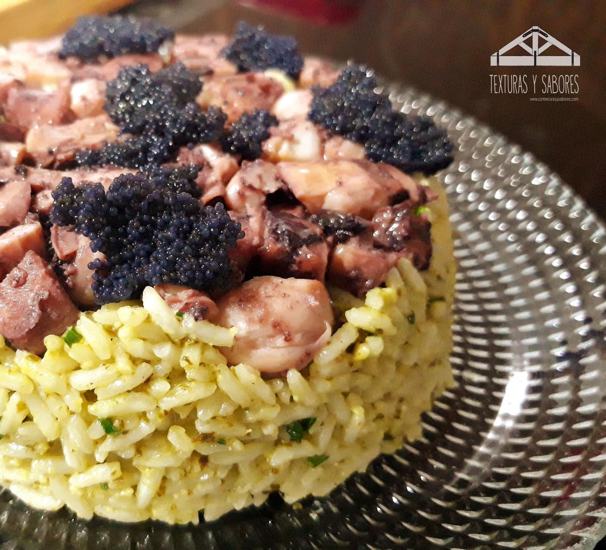 Ensalada de arroz basmati y pulpo con caviar