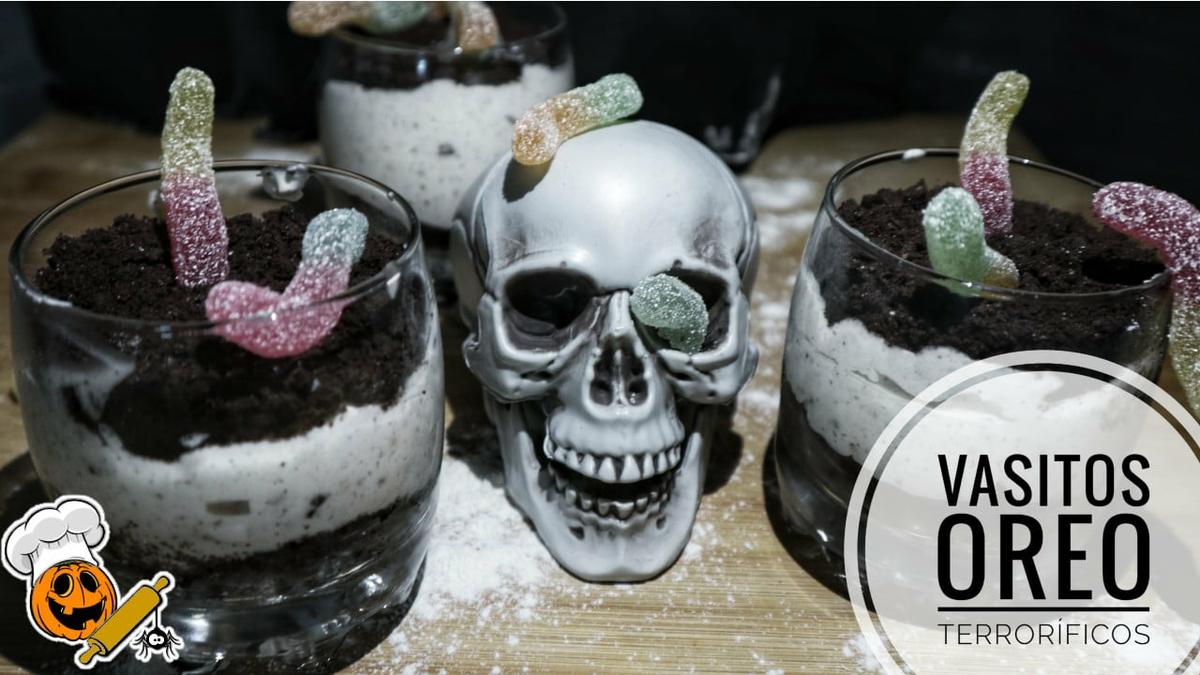 Vasitos de galletas Oreo para hacer con Thermomix para Halloween