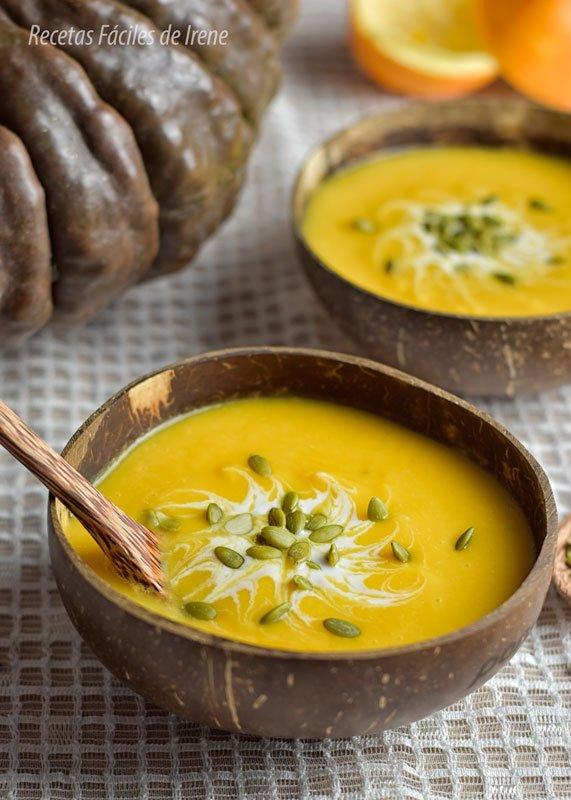 como se hace crema de calabaza y naranja receta