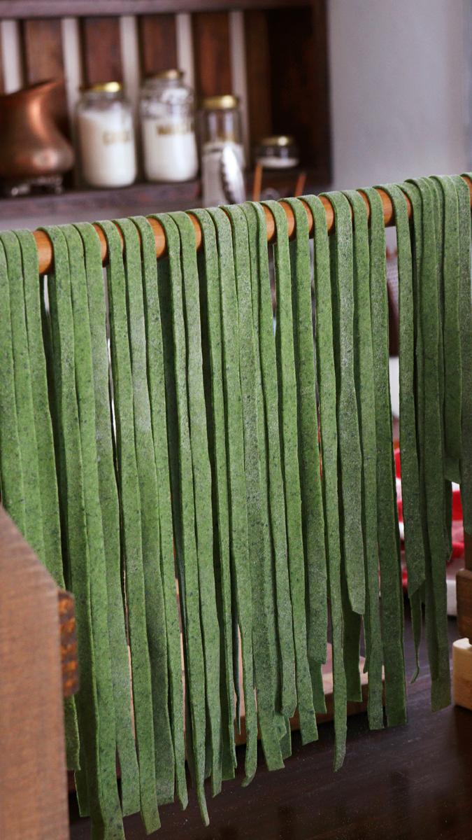 fideos de espinaca fettuccine pasta casera