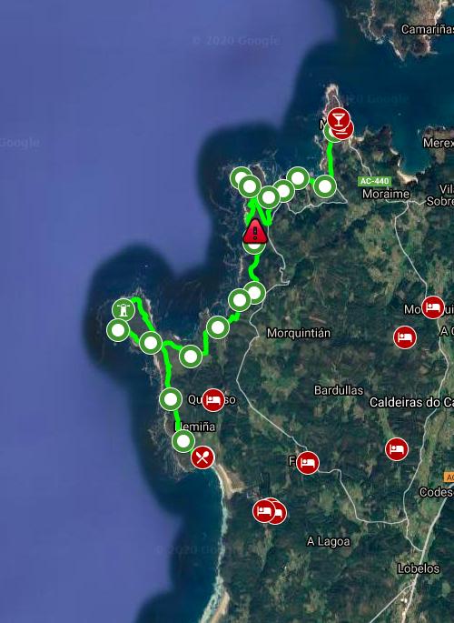 Mapa de la ruta de los Faros